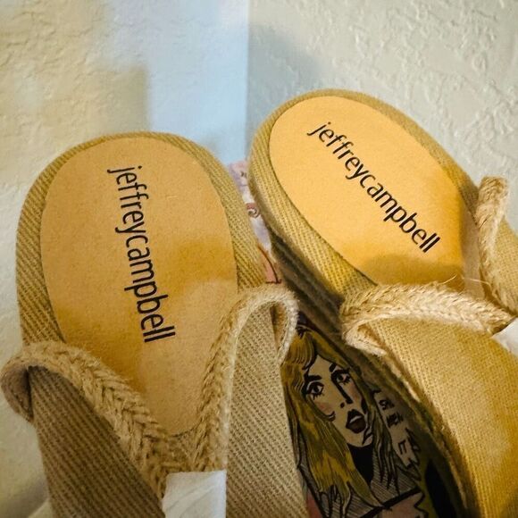 Jeffery Campbell Women's Sailboat Wedge Jute Sandals, Tan/Green, Size 9, NWT - Picture 5 of 13